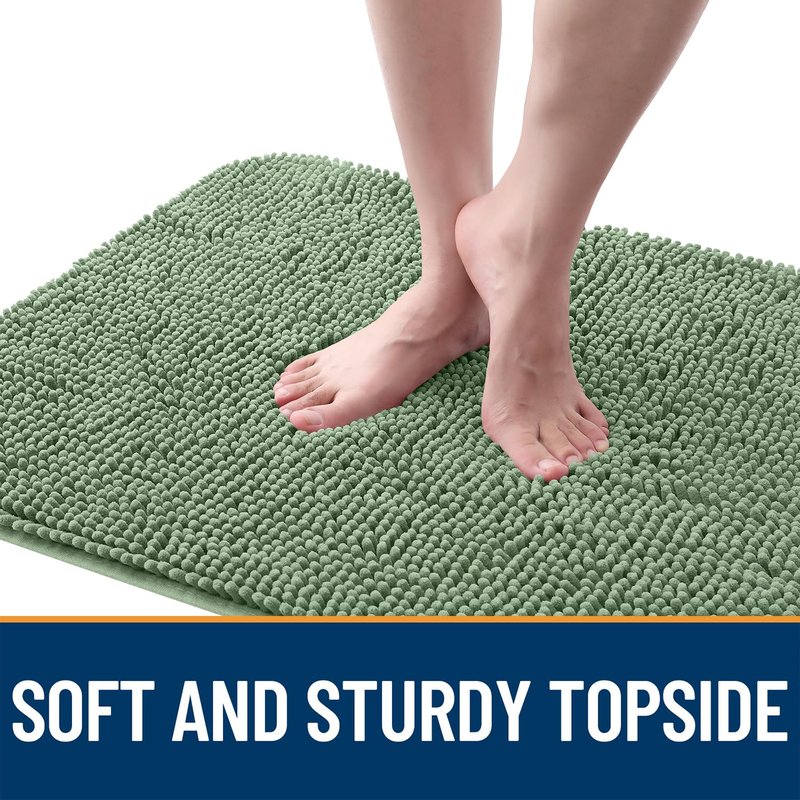 OLANLY Dog Door Mat for Muddy Paws 70x32, Absorbs Moisture and Dirt, Absorbent Non-Slip Washable Doormat, Quick Dry Chenille Mud Mat, Entry Indoor Entryway Carpet for Inside Floor, Olive Green