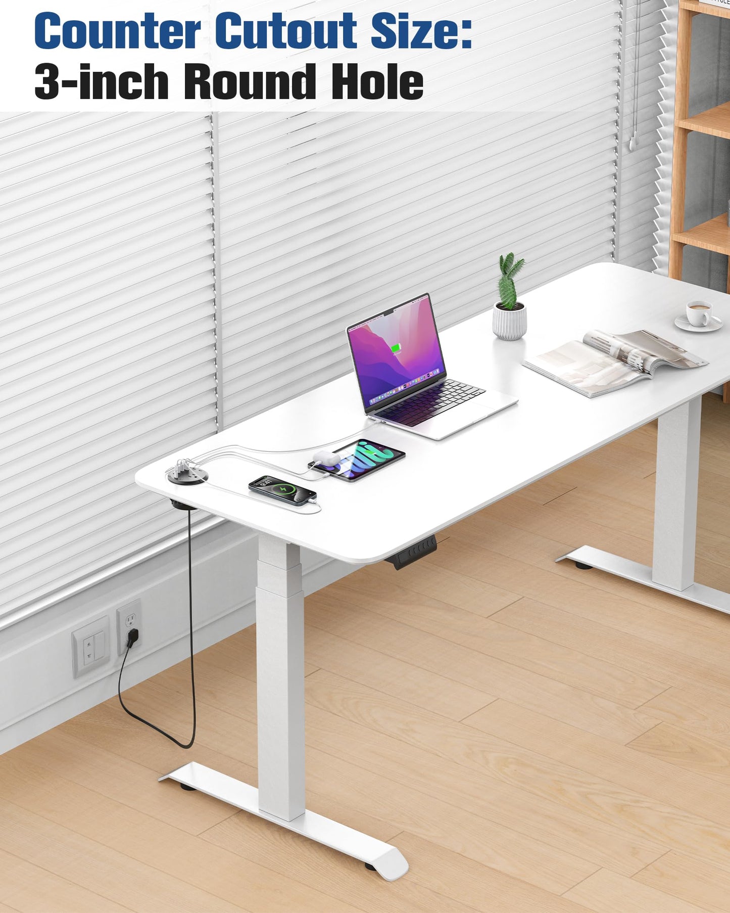 Jgstkcity 65W USB-C Hidden Desktop Power Grommet: 1 AC Outlet,8 USB Charging Ports,3'' Hole Flush Mount Pop-Up Power for Conference Tables & Nightstands (Black, 6 FT)