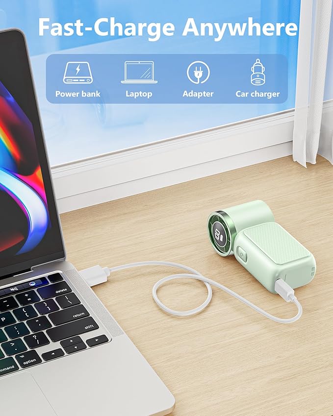 AGEYOU Portable Handheld Mini Fan, 6 Gear Wind, Hand Small Travel Personal Held Fans, Rechargeable Turbo Fan, Gifts for Women Men, for Camping Vacation Outdoor (green)