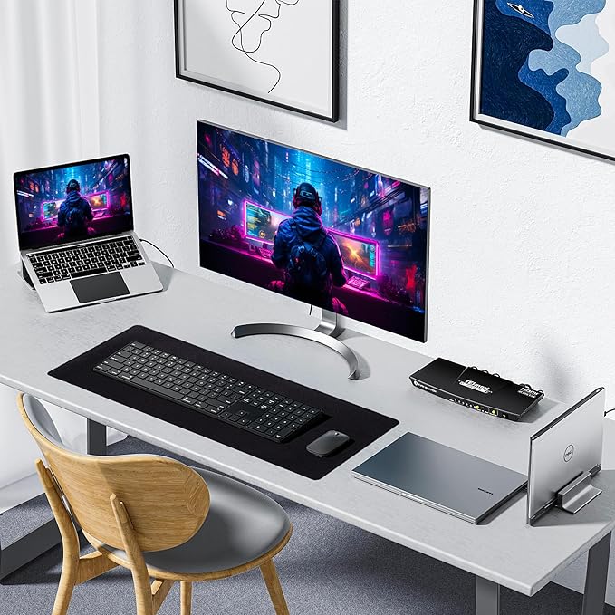 ALOANES Large Gaming Mouse Pad with Non-Slip Rubber Base,Stitched Edge,Desk mat for Laptop,Computer & PC, Wristing Pad for Gamer, Office& Home, Classic Black Large(27.6" x11.8"x0.12")