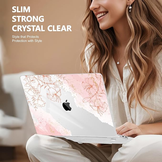 Lepeoac for MacBook Pro 16 inch Case 2019 2020 Release Model A2141, Plastic Hard Shell Cover with Keyboard Cover for MacBook Pro 16 inch with Touch Bar & Touch ID - Watercolor Floral