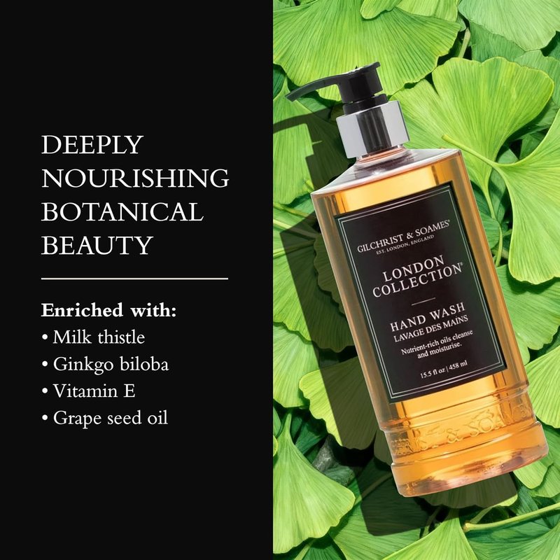Gilchrist & Soames Hand Wash - Natural Moisturizing Liquid Cleanser with Red Tea & Grape Seed Oil | 15.5 oz Pump Bottle