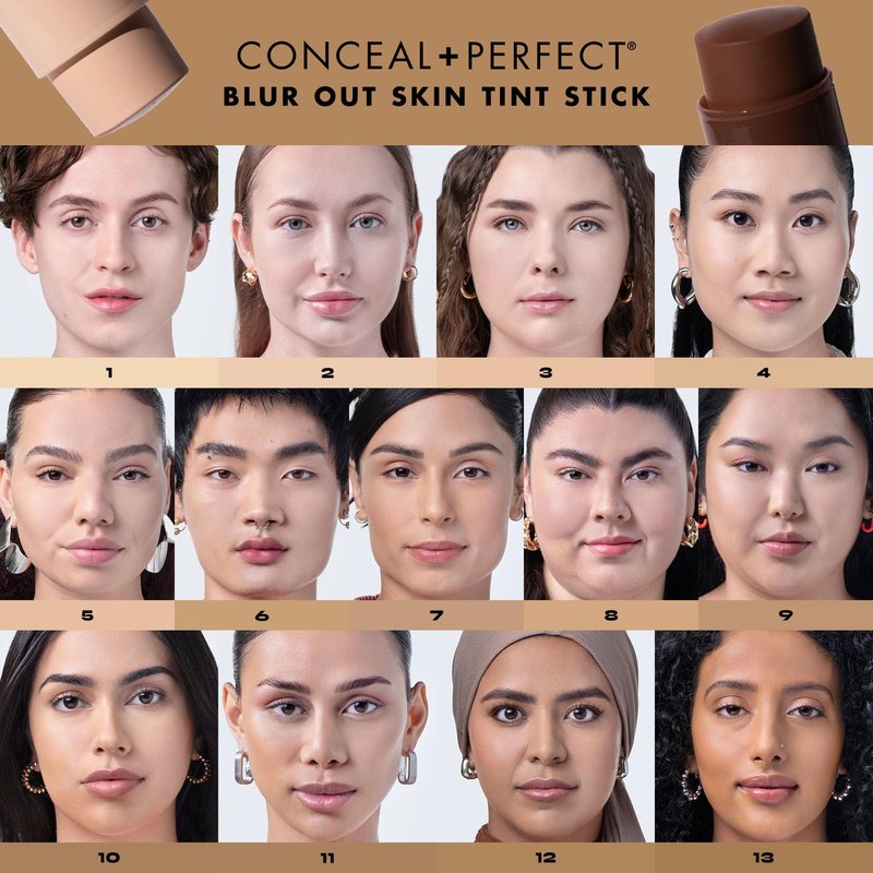 Milani Conceal + Perfect Blur Out Skin Tint Stick - Light to Medium Coverage Tinted Moisturizer Stick with Vitamin C & E - Soft Matte, Pore Blurring Natural Finish 04-Light Warm-Neutral