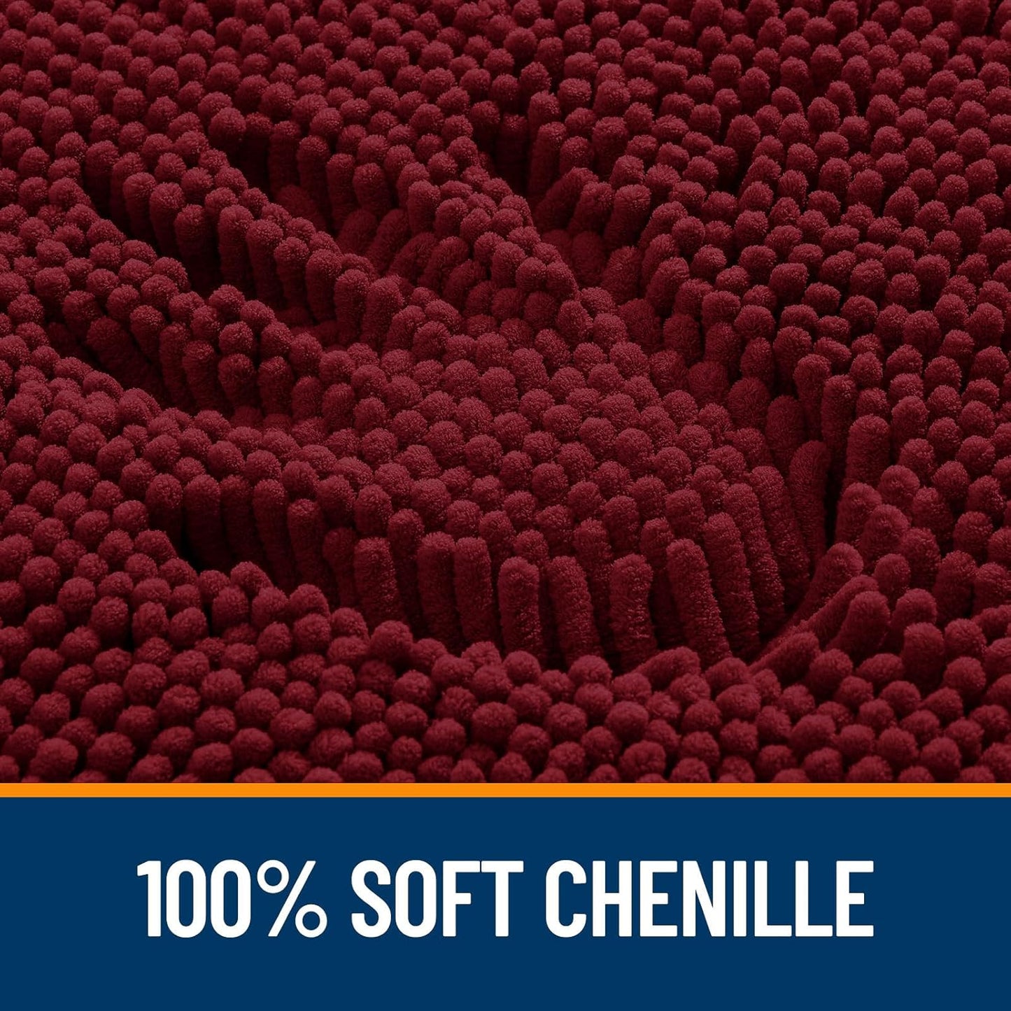 OLANLY U-Shaped Toilet Rugs - Extra Soft, Absorbent Chenille Bath Mat | 24x20, Burgundy, Machine Washable