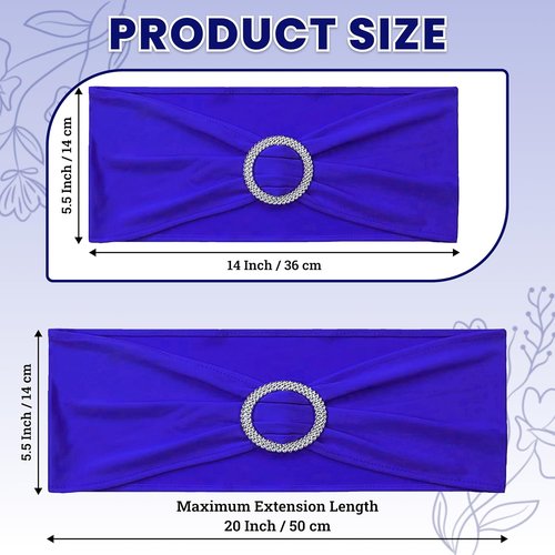 MDS Spandex Chair Sashes - Universal Elastic Stretch Bands with Buckle Slider Bow | Royal Blue, Pack of 125