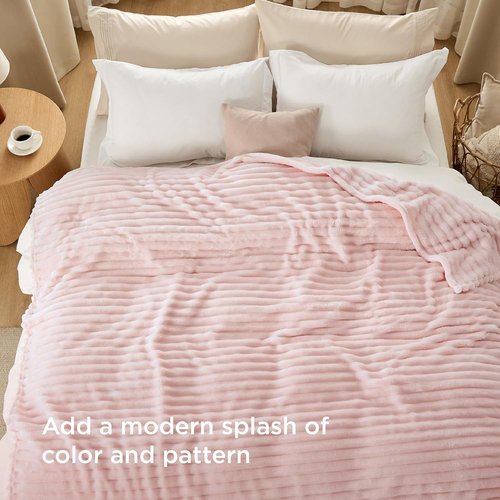 Bedsure GentleSoft Blanket - Cozy California King Size Throw in Crystal Pink, 102x96 Inches