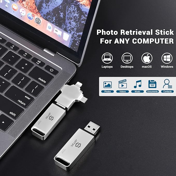 Photo-Stick-for-All-Devices Secure Auto Photo & Video Backup-USB-Stick for iPhone iPad Android Mac & PC – Multiport-Flash-Drive & Picture-Backup-Memory-Stick-Thumb-Drive (262144, MB)