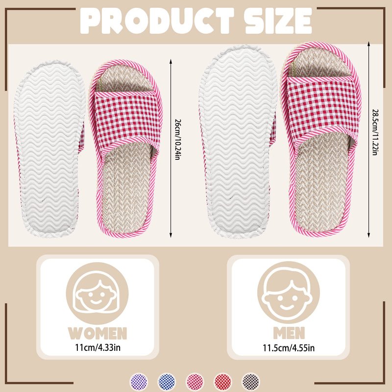 Ramede 15 Pairs Washable House Slippers for Guests Disposable Breathable Open Toe Indoor Spa Slipper for Guests Home Bedroom Hotel Travel Unisex, 6 Large Size and 9 Medium Size