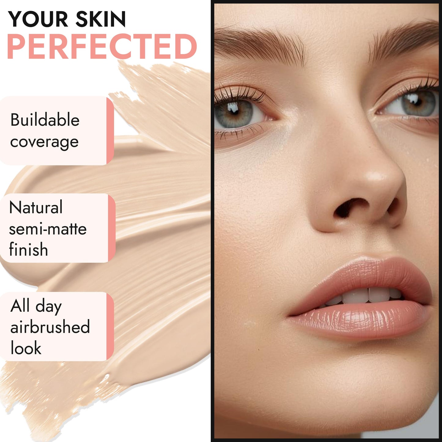 BaeBlu LUX Organic Liquid Foundation Makeup – 100% Natural Medium Coverage with Natural Finish – Vegan & Gluten-Free for All Skin Types, 1 fl oz, Hazelnut