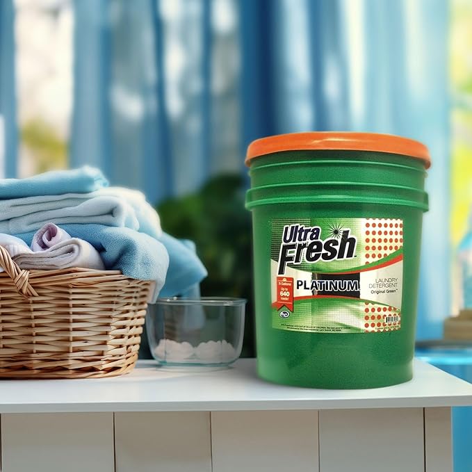 Ultra Fresh 3X Platinum 5 Gallon Laundry Detergent Liquid for All Machine Types with Easy Dispensing Pump, Up to 640 Loads, Original Green (6 Pack)
