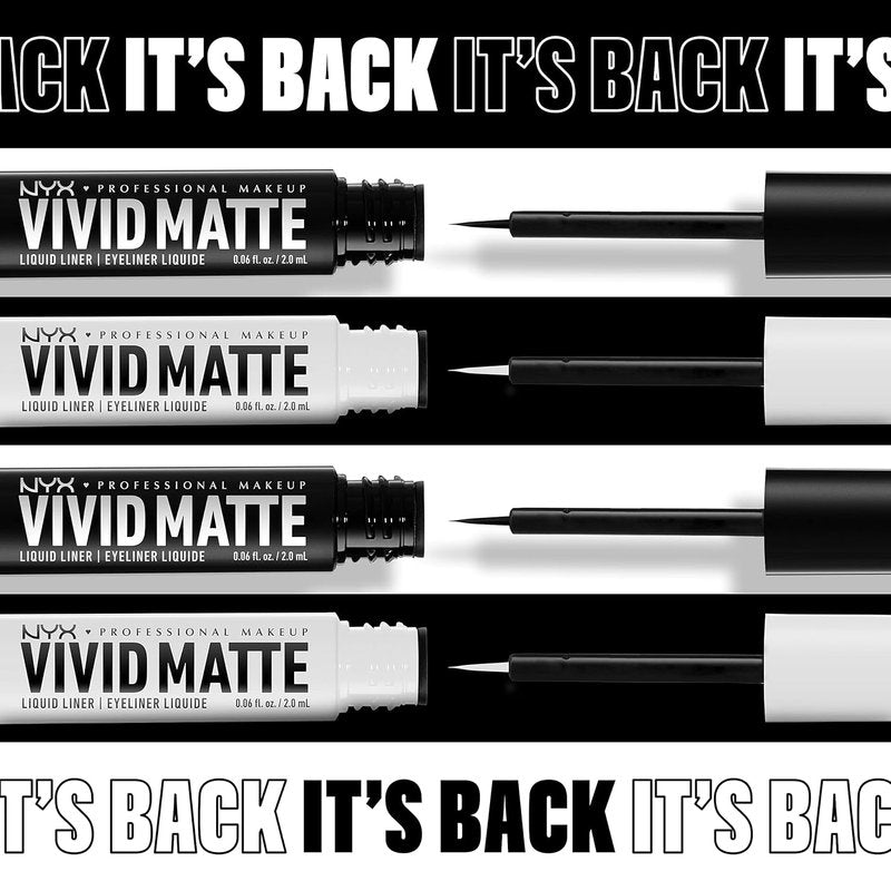 NYX Vivid Matte Liquid Eyeliner - Smear-Resistant Formula with Precise Tip | Black