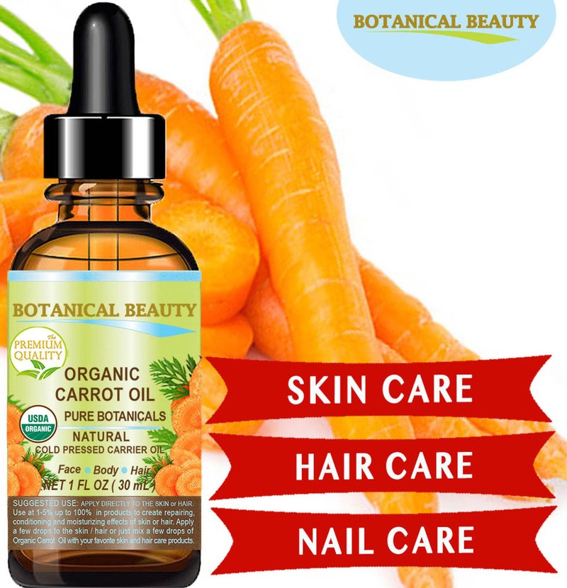 Botanical Beauty Organic CARROT SEED OIL 100% Pure VIRGIN UNREFINED Undiluted Cold Pressed Carrier Oil for Face, Skin, Body, Hair, Lip, Nails. Rich in Beta Carotene, Vitamin E (2 Fl Oz)
