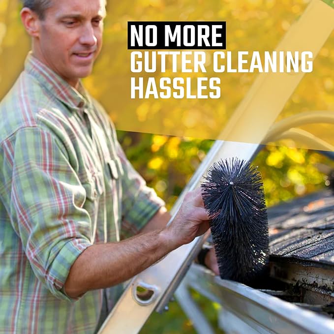 GutterBrush Gutter Guard for 5 Inch Gutters – 60 Ft DIY Leaf Filter Insert | 4.25" Diameter Brush Stops Clogs from Leaves & Debris | Gutter Screen & Cover Alternative - Made in USA