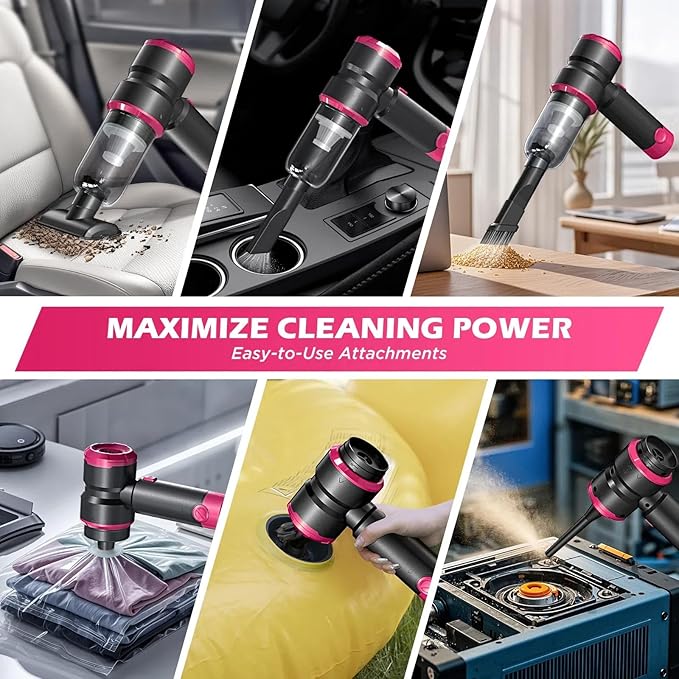 SIX CRAFTSMEN Cordless Rechargeable Mini Vacuum, 4-in-1 Car Vacuum Cleaner