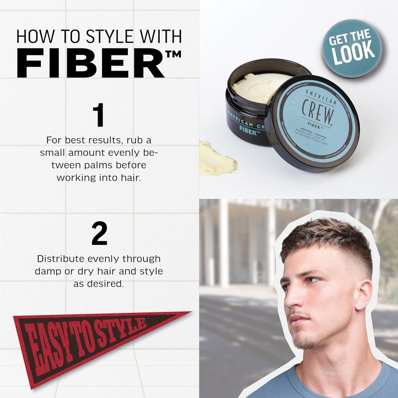 American Crew Men's Hair Fiber - High Hold, Low Shine Styling Gel | Travel Size 1.7 oz