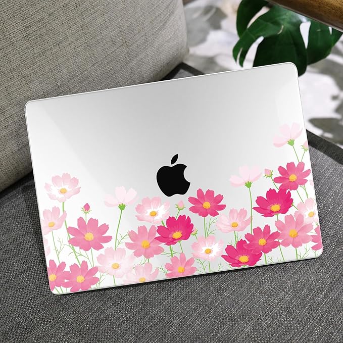 MEEgoodo Case for M5/M4/M3/M2 MacBook Air 13 inch 2026 2025 2024 2022, Fit Model A3449/A3240/A3113/A2681, Case Compatible with MacBook Air 13.6-inch, Bright Pink Flowers