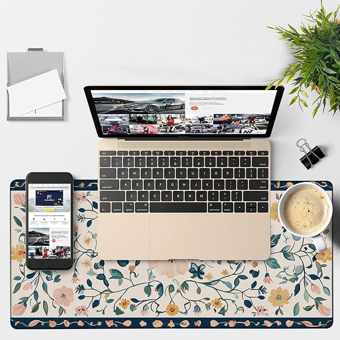 NITAHHHY Gaming Desk Pad Large Extra Length Oriental Decorative Mouse Pad Keyboard Laptop Non-Slip Waterproof with Rubber Base Thick Stitched Edge Mouse Mat for Office Home 35.4 x 15.7 Inches