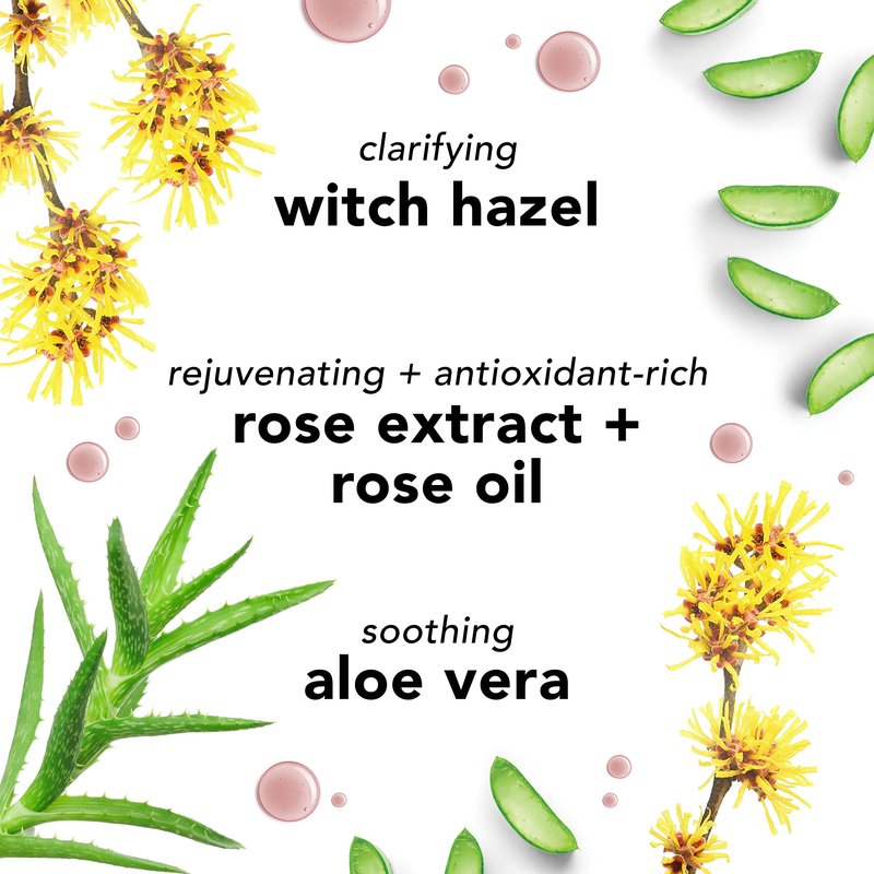 Mario Badescu Witch Hazel & Rosewater Toner for All Skin Types |Alcohol Free Facial Toner that Clarifies and Rejuvenates |Formulated with Witch Hazel & Rose Extract| 8 FL OZ