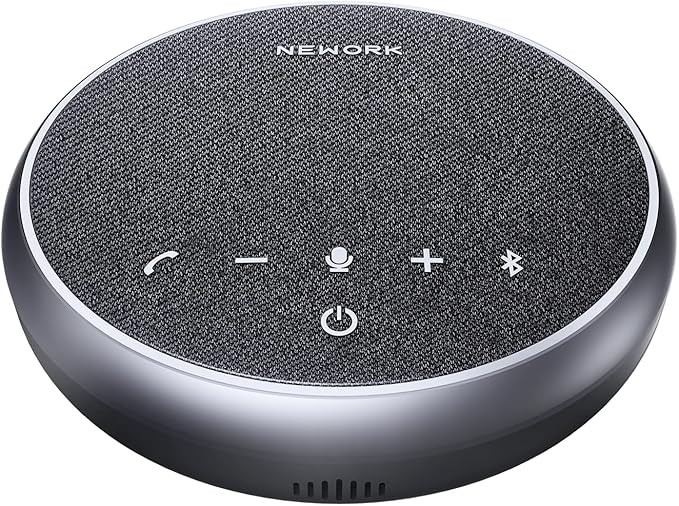 NEWORK Conference Speakerphone – 3 AI Mics, 360° Clear Voice, Noise Reduction, 12H Battery, Bluetooth & USB-C, Perfect for Home & Office Meetings