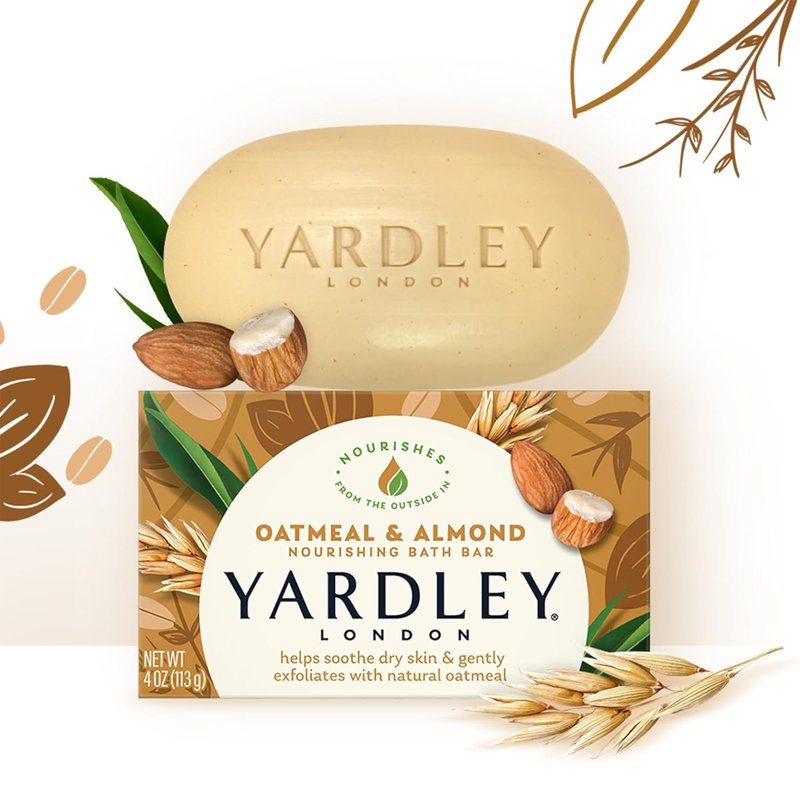 Yardley London Oatmeal & Almond Bath Bar - Naturally Moisturizing | 4 oz (Pack of 10)