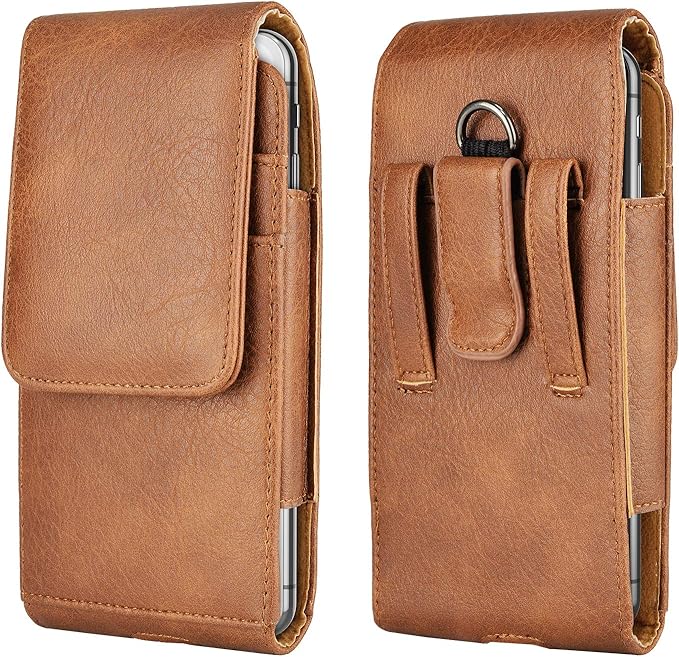 Tiflook Phone Holster for Samsung Galaxy S24 S23 S22 S21 S20 FE S10 S9 A51 A52 A53 Note 20 Note 10 Plus LG Stylo 5 PU Leather Case Pouch Belt Phone Holder with Belt Clip,Brown