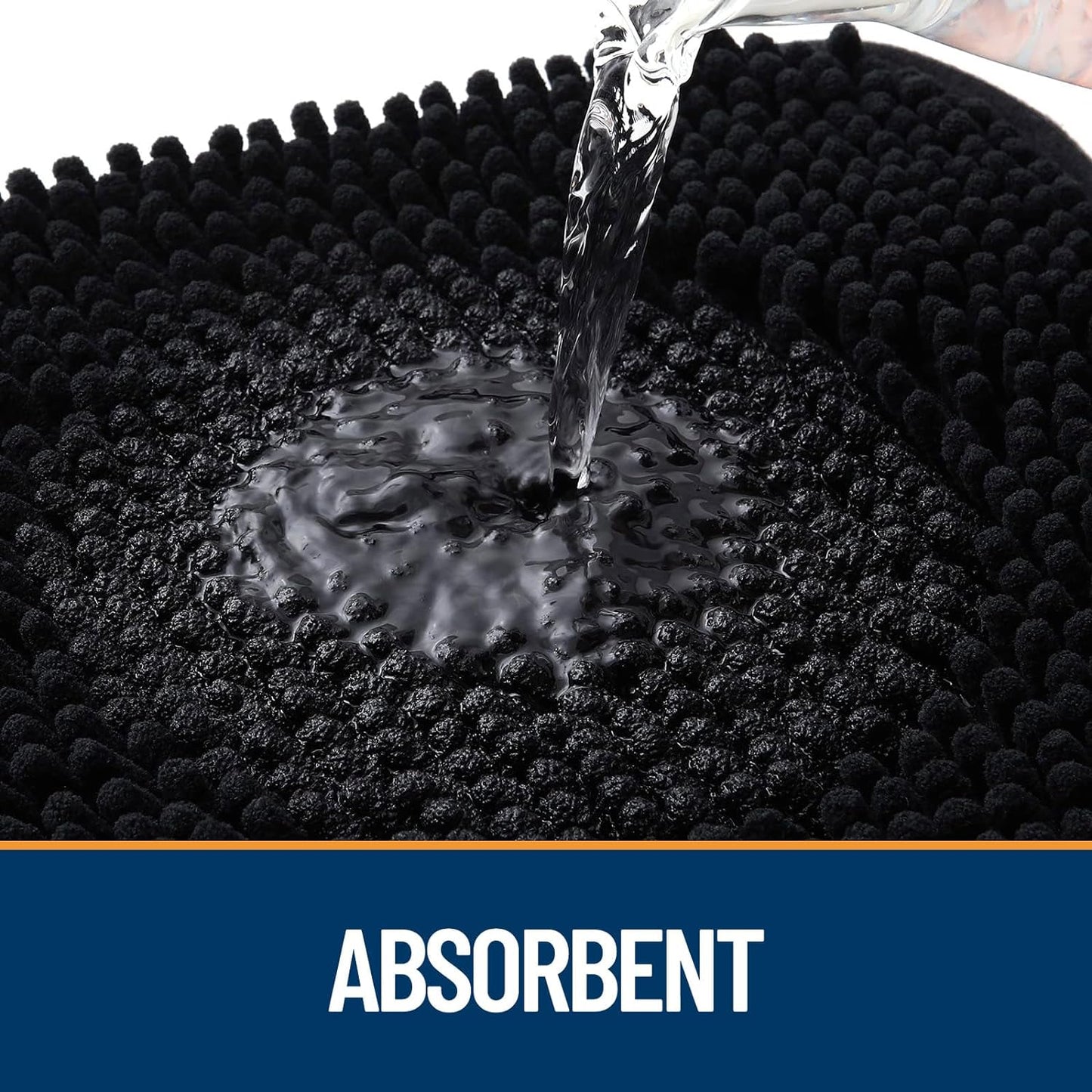 OLANLY Dog Door Mat - Absorbent Non-Slip Chenille Mat for Muddy Paws | 47x32 Inches, Black