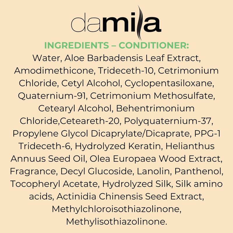 Damila Salt & Sulfate Free Shampoo & Conditioner for Keratin and Color Treated Hair - Professional Keratin Value Pack for Damaged, Frizzy, Curly, Dry & Thin Hair - Shampoo Sin Sal - 16.9 Fl Oz