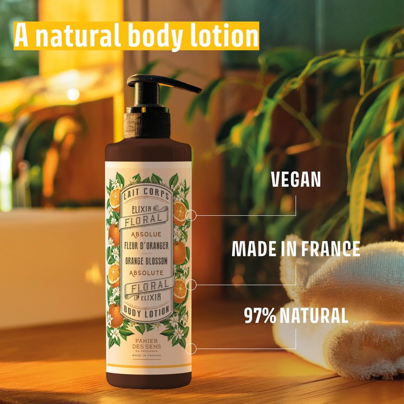 Panier des Sens Orange Blossom French Body Lotion for Women - Perfumed Hand Lotion Pump for Dry Skin, Fast-Absorbing & Non-Greasy - Premium Vegan Moisturizing Formula, 97% Natural, 8.45 Fl Oz
