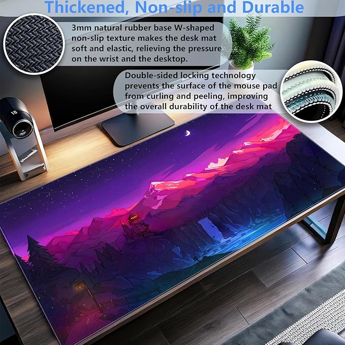 Purple & Pink Gaming Mouse Pad, 31.5 x 15.7 Inch