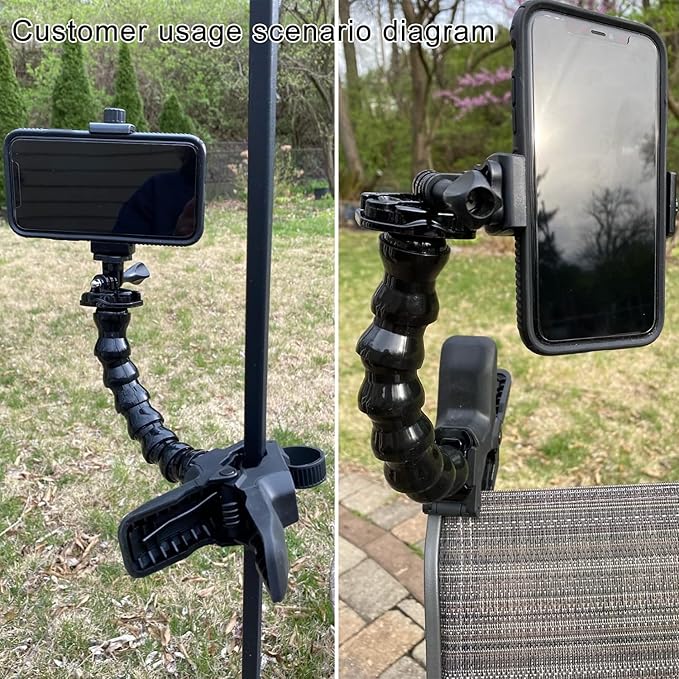 Suptig Phone Holder Desk Gooseneck Mount, Cell Phone Clamp Clip for Pole, Mount Stand, Compatible for iPhone 17 iPhone 16 Plus 15 Pro 14 Plus Xs Max XR X 8 7 6 6s Plus and Other 4-7'' Device