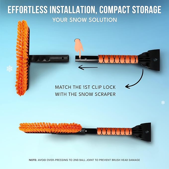 EcoNour 27" 3 in 1 Snow Brush with ice Scraper for car Windshield and Window | 360Â° Aluminum Rotatable Snow Brush for car | Winter Snow Removal Tools with Detachable Foam Grip | Winter Car Accessories