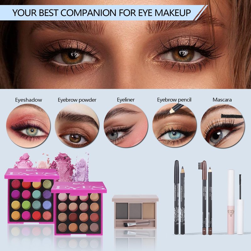 Makeup Kits For Girls Teens, Makeup Gift Set For Women with Eyeshadow Palettes, Brushes, Lip Gloss, Travel Make up Starter Kit For Beginners (C01612)