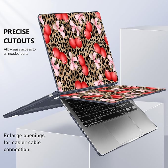 Lepeoac Case for 2026/2025/2024/2023 MacBook Air 15-inch Laptop Release M5 A3448 /M4 A3241 /M3 A3114 /M2 A2941, Stylish Protective Hard Shell Cover for MacBook Air 15.3 inch, Leopard Cherry