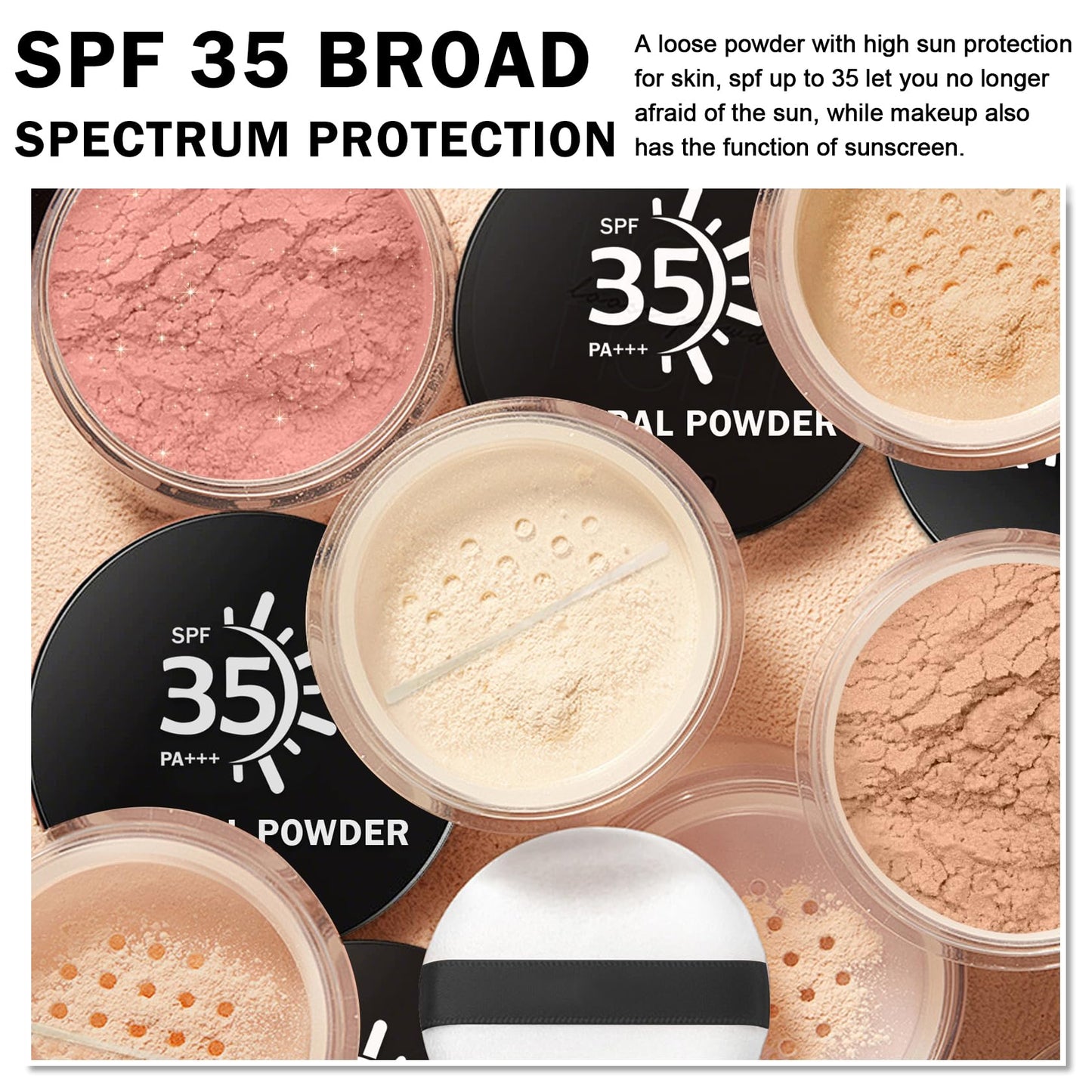 IONSGAKO Mineral Powder Foundation, Loose Setting Powder Mineral Foundation Makeup, Lightweight Buildable Coverage for Face Natural Base Makeup 0.35 oz(01 Fair Light)