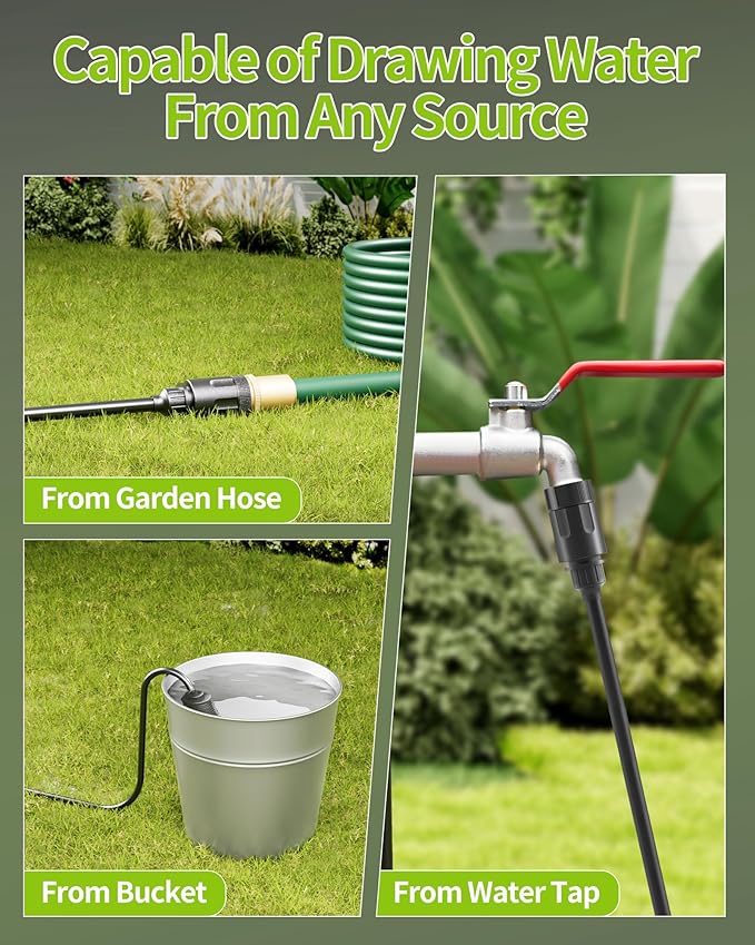 Cordless Portable Washer, Handheld Washer, Battery Operated Washer for Car Home Outdoor Patio Garden, Lightweight Car Washer, Washer with Foam Pot, Cleaner with 23FT Elastic Hose (PowerGreen)