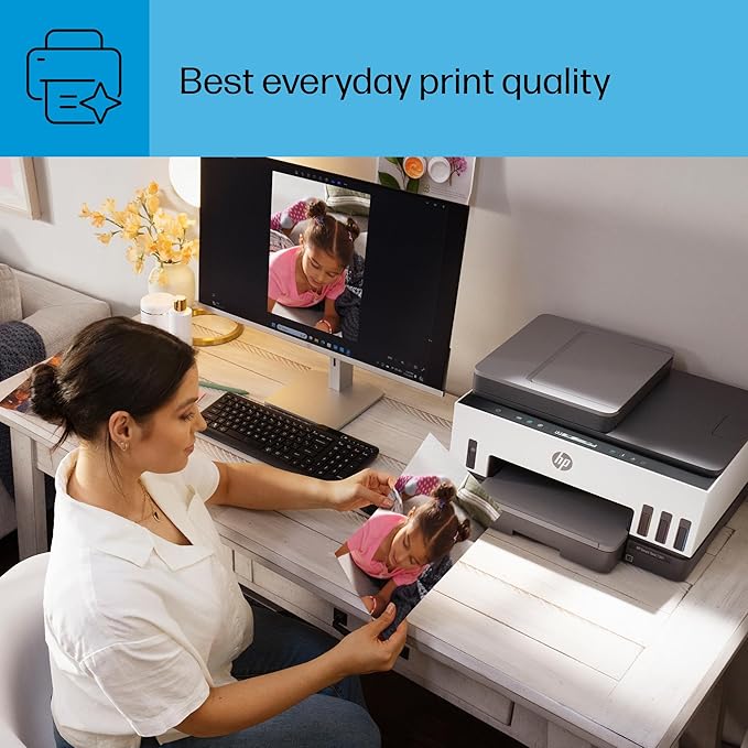 HP Smart Tank 7301 Wireless All-in-One Ink Tank Printer, Scanner, Copier with 2 Years of Ink Included, Best-for-Home Office, Cartridge-Free Refillable, AI-Enabled (28B70A)
