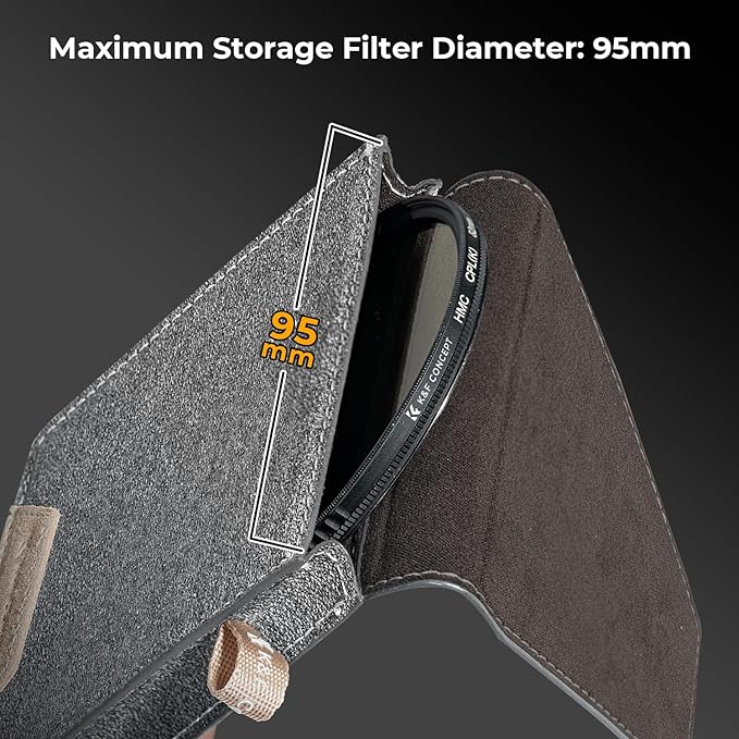 K&F CONCEPT Lens Filter Case 1 Pocket, Leather Carrying Filters Bag Pouch for Square ND CPL etc Filters up to 100x100mm, Designed NANO-X Series Square Bracket 100mm