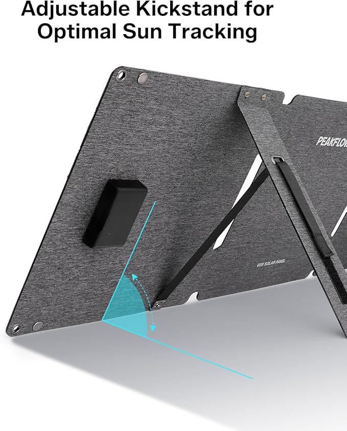 65W Solar Panel,Foldable Portable Solar Panel,25.4% High-Efficiency, PD 45W USB-C Port,QC3.0 USB-A Port,DC5521 Output, Folding IP 68 Waterproof Solar Panels with Carabiners for Camping