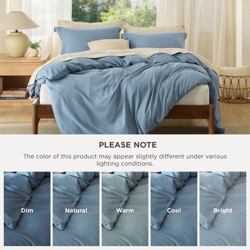 Bedsure Duvet Cover Queen Size - Soft Double Brushed Bedding Set for Kids & Adults, Zipper Closure, 3 Pieces, Includes 1 Duvet Cover (90"x90") & 2 Pillow Shams, NO Comforter, Mineral Blue