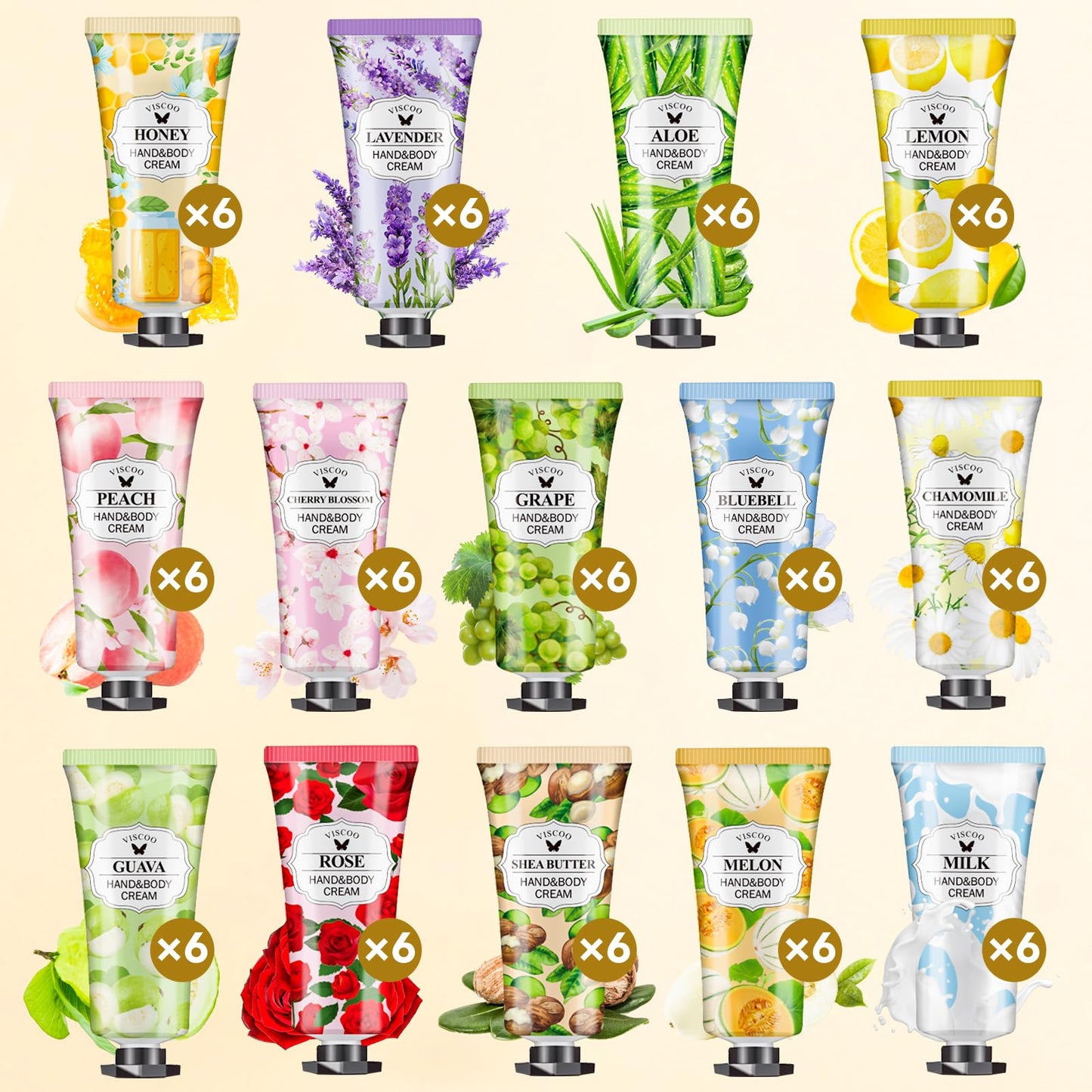 VISCOO 84 Pack Hand Cream Gifts Set for Women, Teacher Appreciation Gift/Graduation Gifts, Moisturizing Mini Hand Lotion Travel Size for Dry Cracked Hands, Birthday Gift