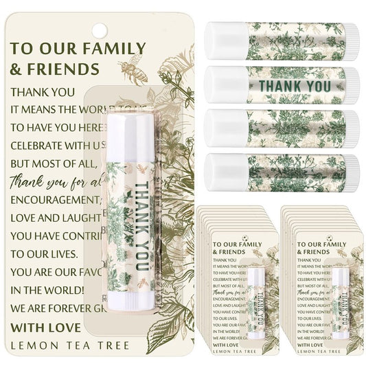 Swiffen 36 Pcs Green Chinoiserie Wedding Favor Gift for Guests Lip Balm Lemon Tea Tree Scent Baby Shower Favors for Gender Reveal Games Prizes Bridal Shower Party Supplies