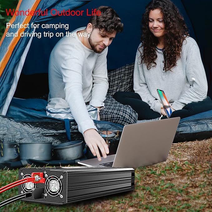 Xijia 3000W Pure Sine Wave Inverter 72V DC to 120V AC Converter for Golf Cart, Electric Scooter, EV, High Conversion Efficiency & Low No-Load Current 110V Power Inverter