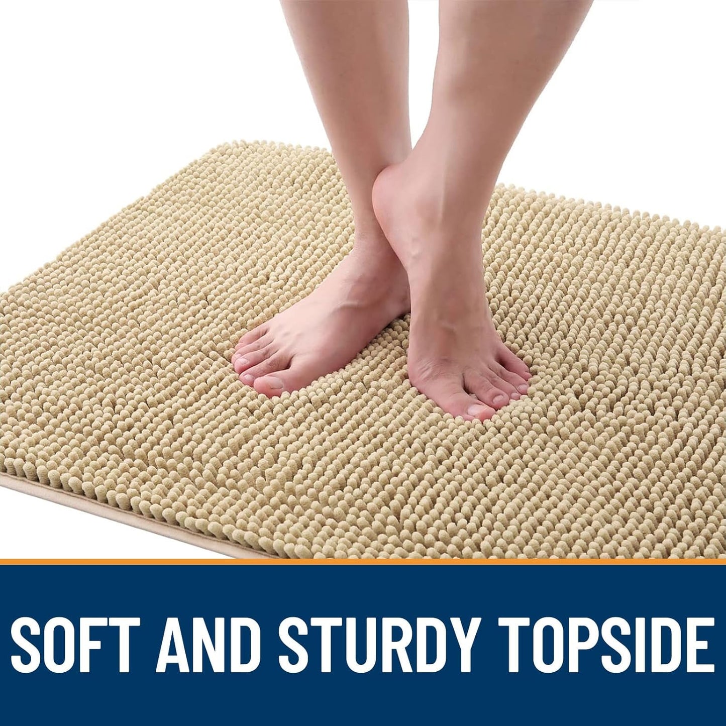 OLANLY Dog Door Mat - Absorbent Non-Slip Chenille for Muddy Paws | Quick Dry 50x30 Beige Doormat