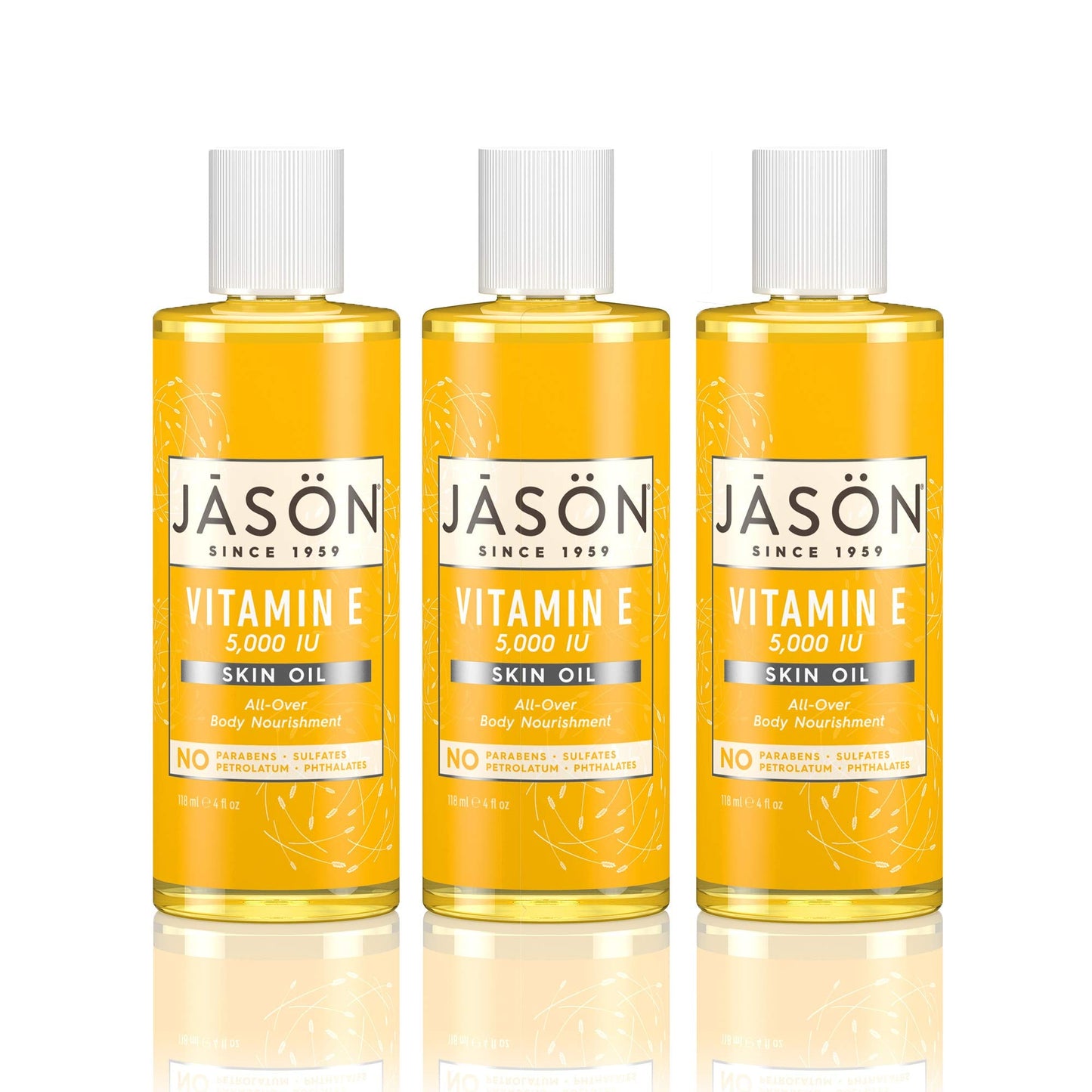 JASON Vitamin E 5,000 IU All Over Body Nourishment Oil, 4 oz. (Pack of 3) (Packaging May Vary)