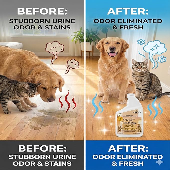 Pet Floor Cleaner â Enzyme Powered Odor Eliminator. Floor Cleaner for Mopping â Removes Urine & Stains â Deep Cleaner for Floors & Grout â Commercial-Grade Concentrate