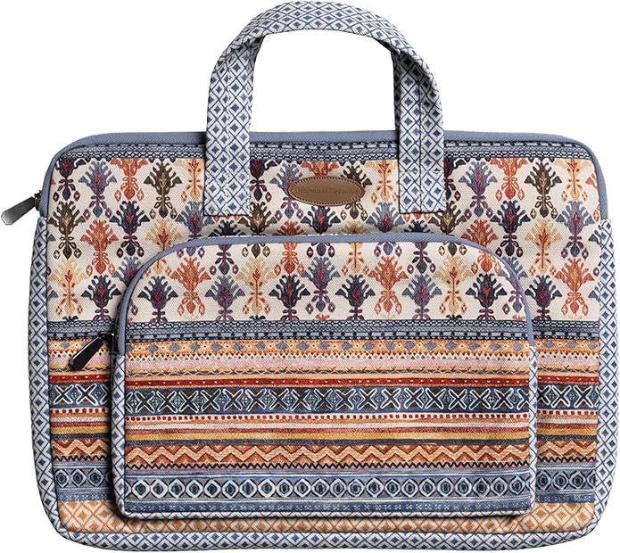 Maison d'Hermine Laptop Bag with Pocket upto 15.5 inch Stain and water repellent Cotton canvas Valentines Day Gifts - Ikat