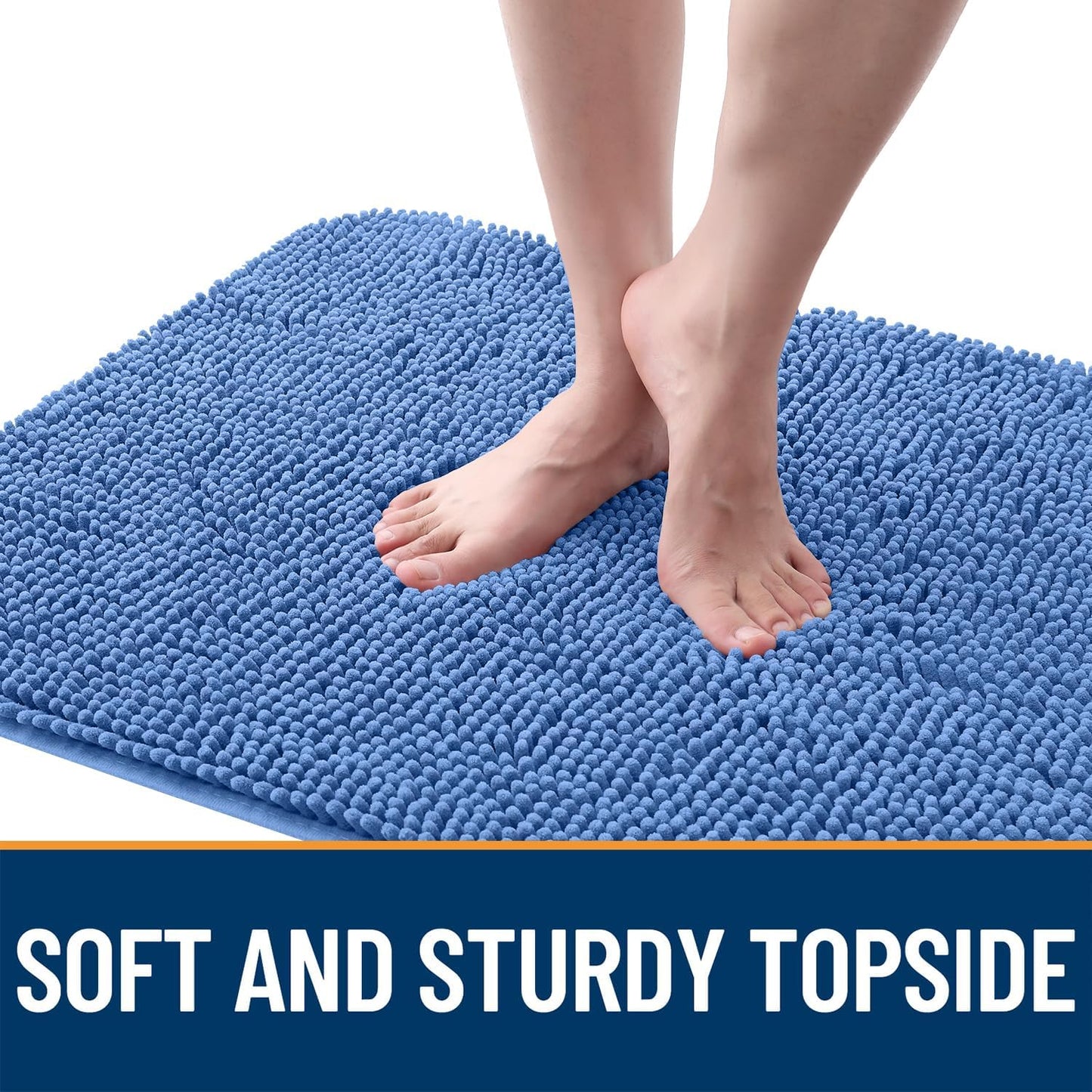 OLANLY Dog Door Mat - Absorbent Non-Slip Washable Doormat for Muddy Paws | 44x24 Cornflower Blue