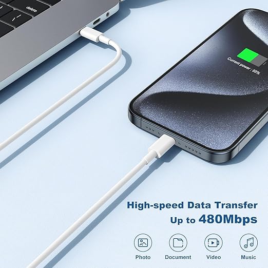 10FT Fast Charging Cord for iPhone 17 16e 15,3Pack Extra Long 10Foot USB C to Type C Charger Cable 20W USBC Charger Block Cube Super Quick Charging for iPhone 17 Air/17 16 15 Pro/Plus/Pro Max,iPad Pro