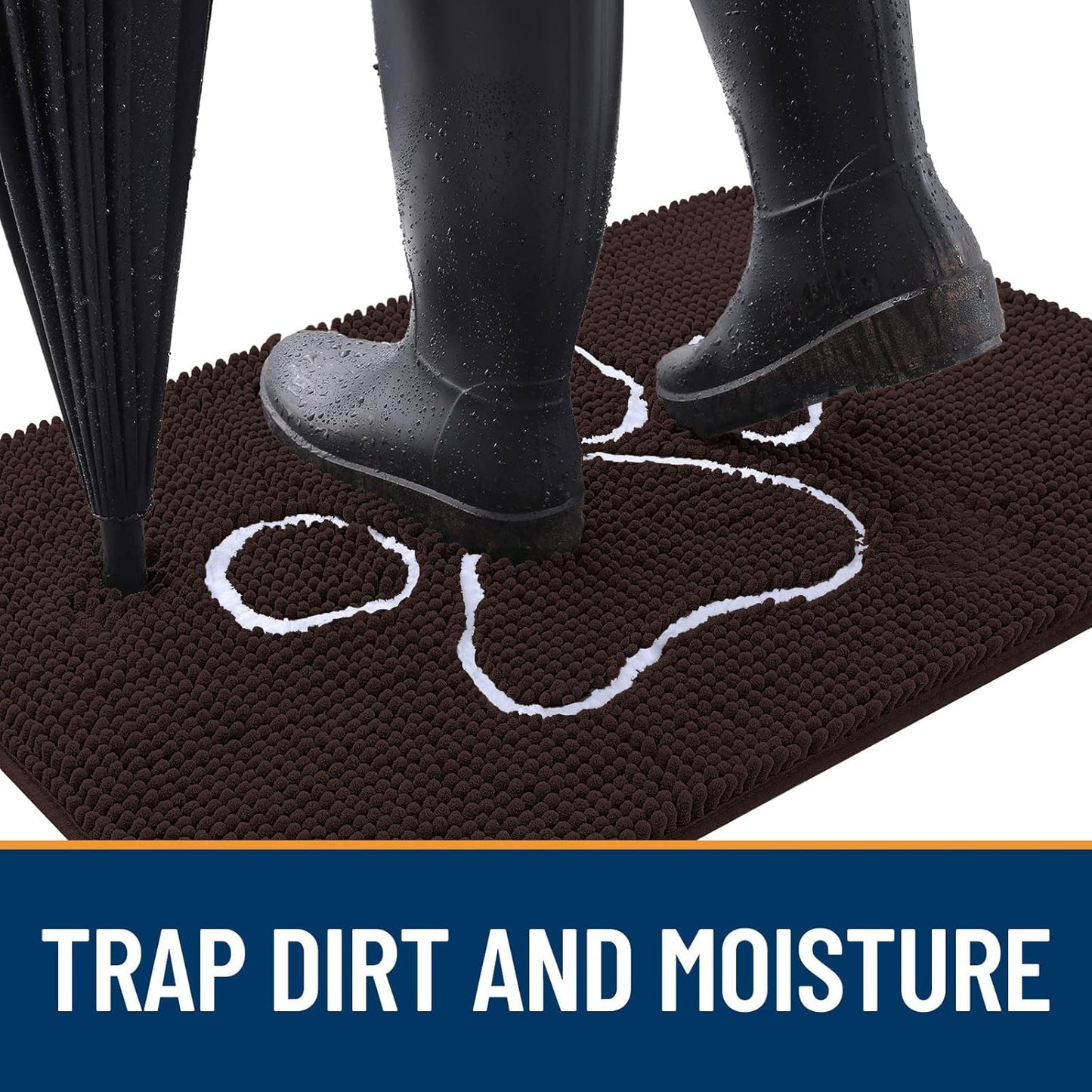 OLANLY Dog Door Mat - Absorbent Non-Slip Mud Mat for Muddy Paws | 54x32 Paw Print Design, Quick Dry Brown