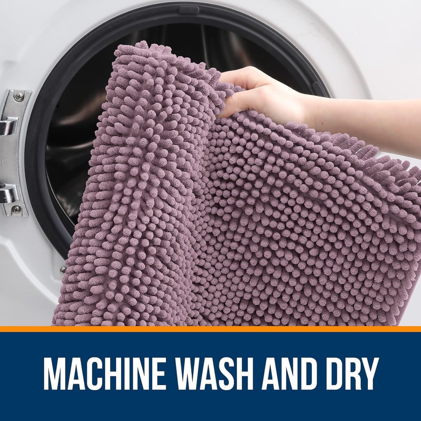 OLANLY Large Bathroom Rugs - Extra Soft Chenille Bath Mats | Quick-Dry, Machine Washable, Deep Plum 59x35